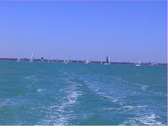 The view of the start from the stern of Backchat