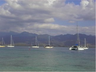 Catamaran Backchat with other yachts in Alor