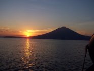 Sunset over a volcano